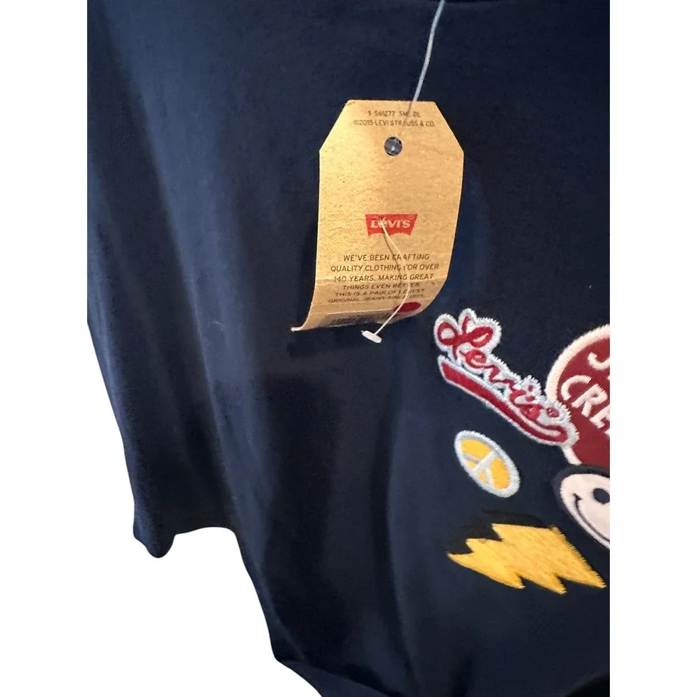 Levis Mens Jeepers Creepers Patch Navy Blue Crewneck T-Shirt Large NWT